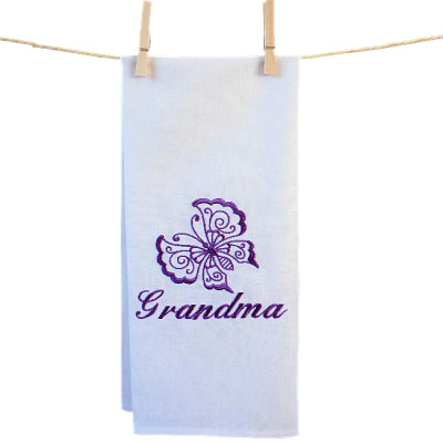 Personalised Tea Towel Butterfly Embroidered Towel