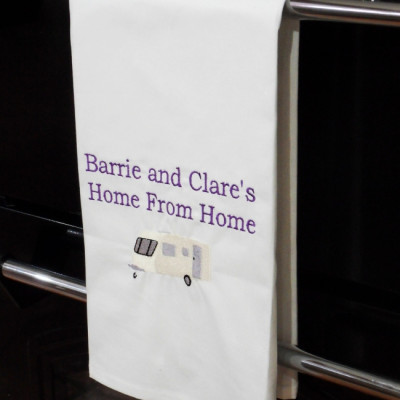 Caravan Tea Towel Personalised Embroidered Towel