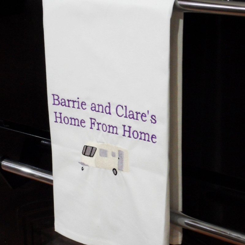 Caravan Tea Towel Personalised Embroidered Towel