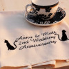 Personalised Tea Towel Cats in Waiting Silhouette Tea Towel