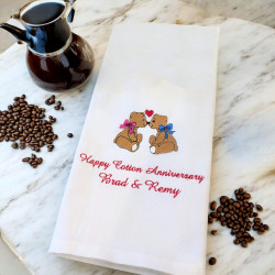 Anniversary Tea Towel Personalised Tea Towel Kissing Bears