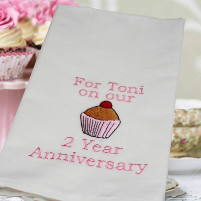 Cupcake Tea Towel Personalised Embroidered Tea Towel