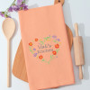 Personalised Tea Towel Foral Heart Embroidered Gift