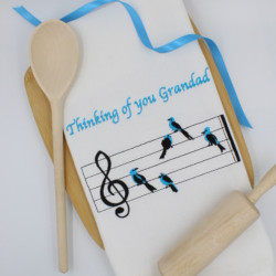 Thinking of You Tea Towel Gift Musical Birds Tea Towel