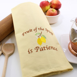 Yellow Tea Towel Fruits of the Spirit is Patience