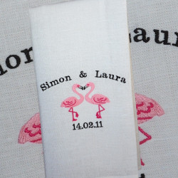 Wedding Tea Towel Flirting Flamingos Personalised Towel