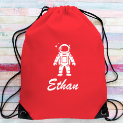 Personalised Childrens Drawstring Bag Personalised Spaceman PE Sack