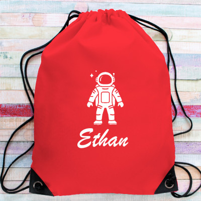 Personalised Childrens Drawstring Bag Personalised Spaceman PE Sack