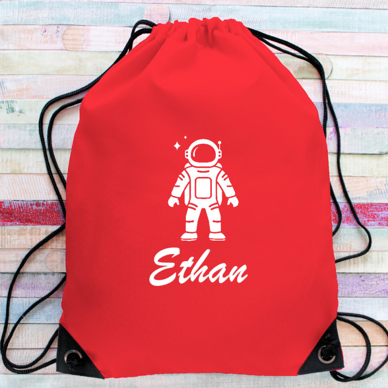 Personalised Childrens Drawstring Bag Personalised Spaceman PE Sack