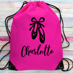Personalised Ballet Shoe Drawstring Bag Dance Shoe Gymbag Colour Choice