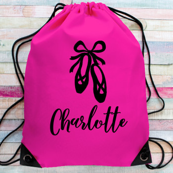Personalised Ballet Shoe Drawstring Bag Dance Shoe Gymbag Colour Choice