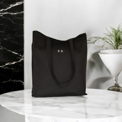 Black Cotton Tote Bag Personalised Embroidered Print Tote