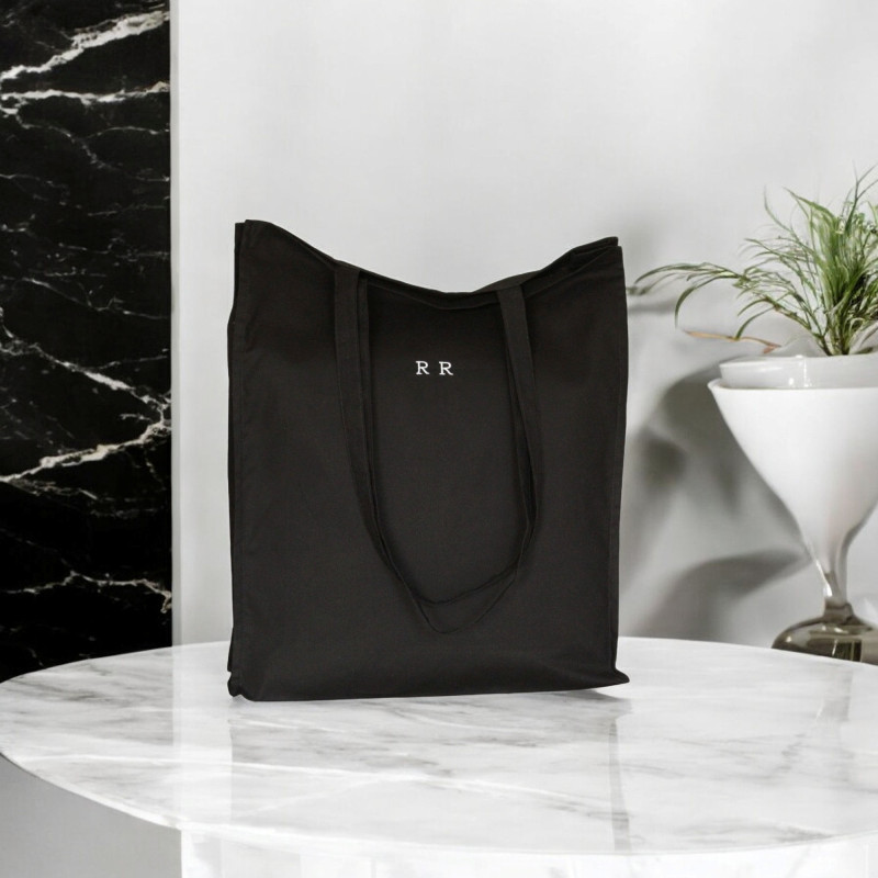 Black Cotton Tote Bag Personalised Embroidered Print Tote