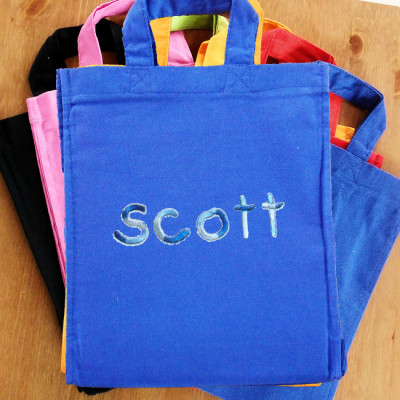 Personalised Kids Own Bag Blue Mini Tote Bag