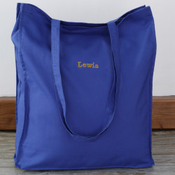 Personalised Blue Tote Bag Small Bold Print Embroidered Bag