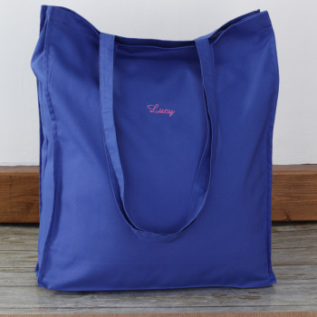 Blue Cotton Tote Bag Personalised Minimal Script Tote