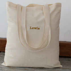 Personalised Reusable Tote Cotton Bag Embroidered Small Bold