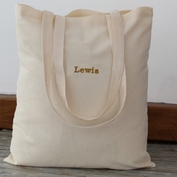 Personalised Reusable Tote Cotton Bag Embroidered Small Bold