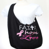 Embroidered Cross Body Sling Bag Faith Hope Love Cotton Hobo Bag