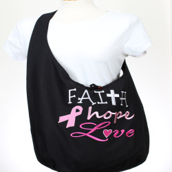 Embroidered Cross Body Sling Bag Faith Hope Love Cotton Hobo Bag