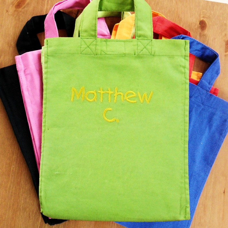 Personalised Childs Size Bag Green Mini Tote Bag