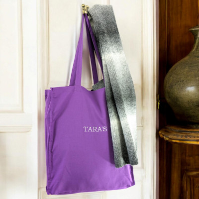 Purple Shoulder Tote Bag Personalised Print Cotton Tote