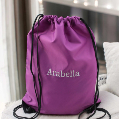 Personalised Gym Bag Magenta Purple PE Swim Sack