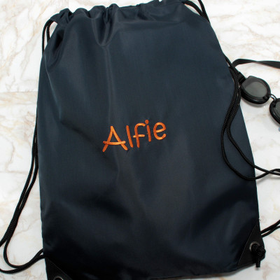 Drawstring PE Bags Personalised Navy Gym Bag School Sports