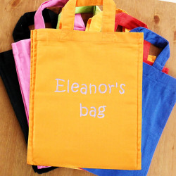 Personalised Kids Bag Orange Cotton Mini Tote Bag