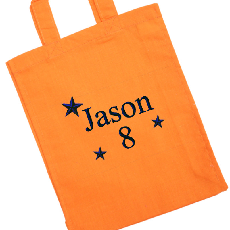 Personalised Party Bag Orange Cotton Goody Bag