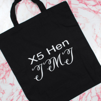 Personalised Cotton Bags Black Reusable Tote Bag Printed