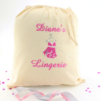 Personalised Lingerie Bag Embroidered Drawstring Underwear Bag