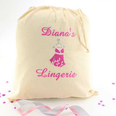 Personalised Lingerie Bag Embroidered Drawstring Underwear Bag