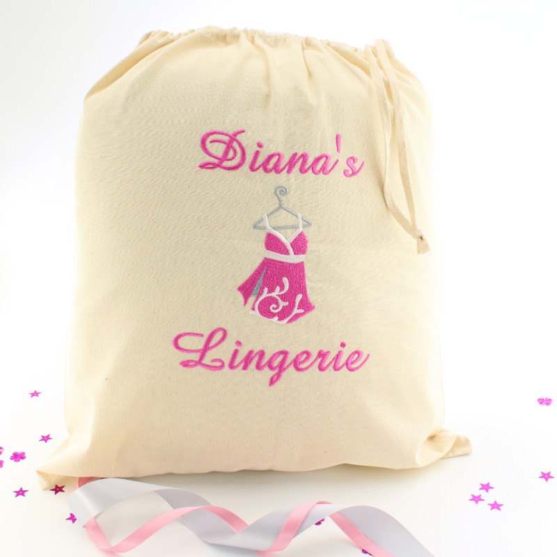Personalised Lingerie Bag Embroidered Drawstring Underwear Bag