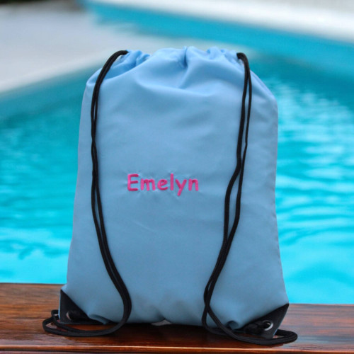 Personalised Gym Bag Blue School PE Sports Drawstring Bag