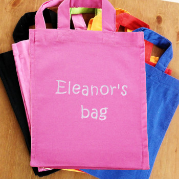 Personalised Pink Bag Kids Cotton Mini Tote Bag