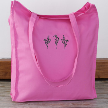 Wildflowers Cotton Bag Pink Shoulder Tote