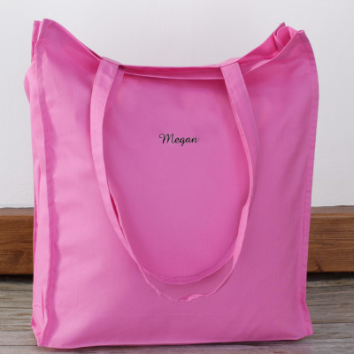 Pink Cotton Tote Bag Personalised Minimal Script Tote