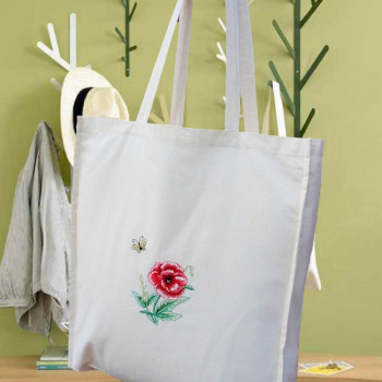 Embroidered Poppy Bag Personalised Cotton Tote