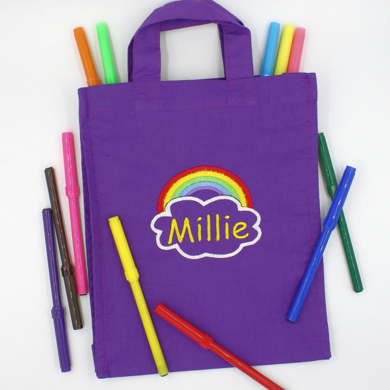 Rainbow Personalised Kids Bag Toys Arts Crafts Mini Tote