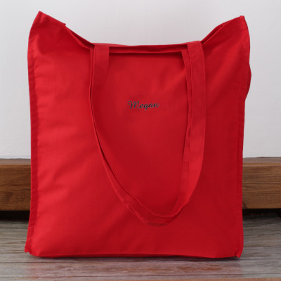 Red Cotton Tote Bag Personalised Minimal Script Tote