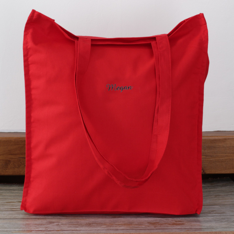 Red Cotton Tote Bag Personalised Minimal Script Tote