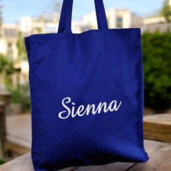 Personalised Embroidered Bag Royal Blue Cotton Tote