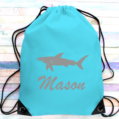 Personalised Shark Gym Bag Drawstring PE Sports Sack