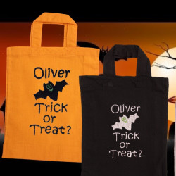 Personalised Halloween Bag Trick or Treat Bat Cotton Tote