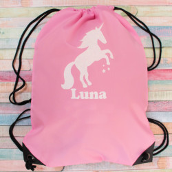 Personalised Unicorn Bag Girls Drawstring PE Sack