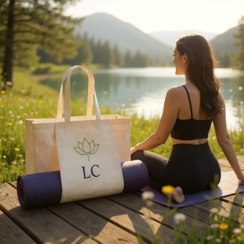 Personalised Yoga Bag Natural Cotton Yoga Gift