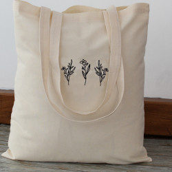 Personalised Tote Bag Natural Flowers Embroidery