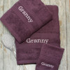 Personalised Embroidered Towel Set Purple 3pc Towel Bale