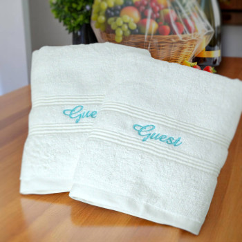 Personalised Guest Towels Embroidered White Hand Set